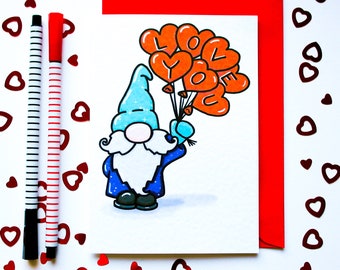Cute Valentine's Day Card, Gonk Anniversary Card, Sweet Gnome Birthday Card, Romantic Gonk Valentines For Boyfriend, Girlfriend, Him, Her