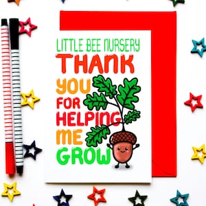 Danke Nursery personalisierte Karte, Lehrer-Dankeschön-Karte, Ende des Begriffs Karte für Lehrer, Lehrhelfer, Schule, Danke-TA-Karte