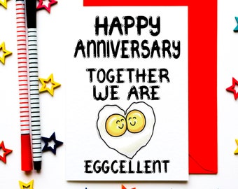 Cute Anniversary Card, Sweet Egg Anniversary Card For Husband, Wife, Happy Anniversary Card For Partner, Wedding Anniversary Card