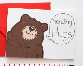 Note Cards pack of 6, Sending Hugs Notecards, Greeting card 6 Pack, Thinking Of You card set, Bear Thank You Cards, Happy Snail Mail