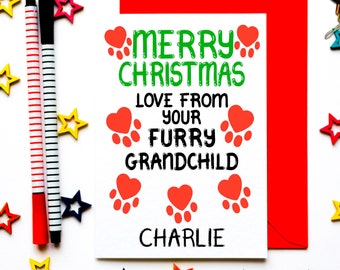 Personalised Christmas Card For Grandparents, Grandma, Papa From Furry Grandchild,  Christmas Card From Grandpuppy, Granddog, Grandcat