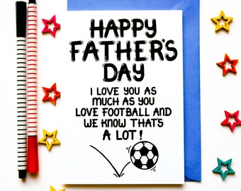 Funny Fathers Day Card, Football Father's Day Card For Dad, Daddy, Cute Father's Day card From A Daughter, Son, Football Fan Card For Him