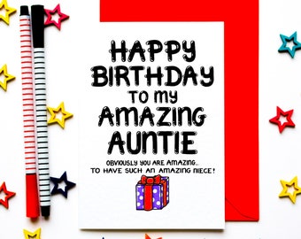 Funny Birthday Card For Auntie, Funny Auntie Birthday Card From Adult, Teenage, Infant Niece, Joke Birthday Card For Aunt, Card For Her