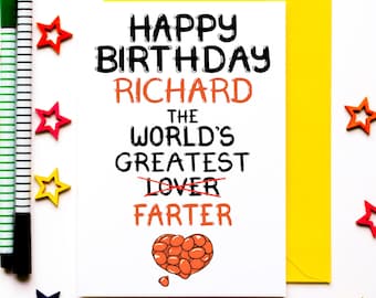 Personalised Birthday Card For Wife, Husband, Boyfriend, Girlfriend, Fiance, Best Friend, Funny Farts Custom Birthday Card, Humour Bday Card