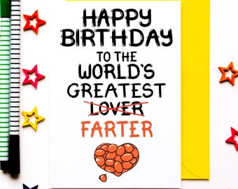 Funny Birthday Card For Husband, Wife, Joke Fart Card For Partner, Girlfriend, Boyfriend, Banter Fart Pun Birthday Card For Friend