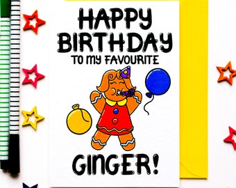 Birthday Card For Ginger Friend, Red Haired Friends Birthday Card, Funny Birthday Cards for Gingers,  Ginger Mate Gifts, Happy Birthday Card