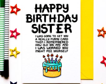 Funny Birthday Card For Sister, Joke Birthday Card From Brother, Sister Sibling