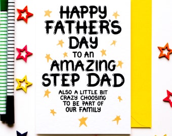 Step Dad Fathers Day Card, Funny Father's Day Card For A Step Father, Father's Day Card From Wife For Stepdad, Joke Card From Step Children