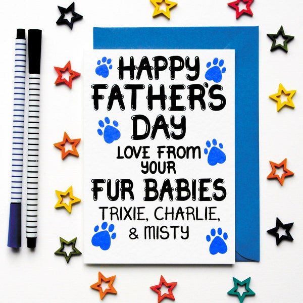 Personalised Fathers Day Card, Personalized Father's Day Card From His Fur Babies, Dogs, Cats, Card For A Furbabies Daddy, Father's Day Gift