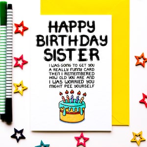 Funny Birthday Card For Sister, Joke Birthday Card From Brother, Sister Sibling image 1