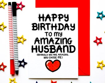 Birthday Card For Husband, Funny Husband Birthday Card From Wife, Husband, Banter Happy Birthday Card For Him, Card For Husband