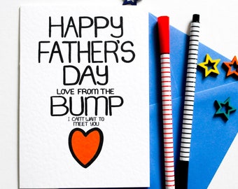 Father's Day Card Love From the Bump I Can't Wait to Meet You Card, First Fathers Day Card for a Dad To Be, Father's Day for Daddy to be