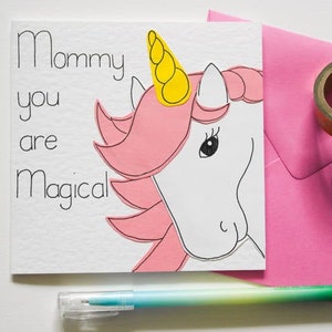 Unicorn Mother's Day Card, Mommy you are Magical unicorn card, Cute unicorn Birthday card for Mommy, Magical card for Mommy, Thank You Mommy image 1