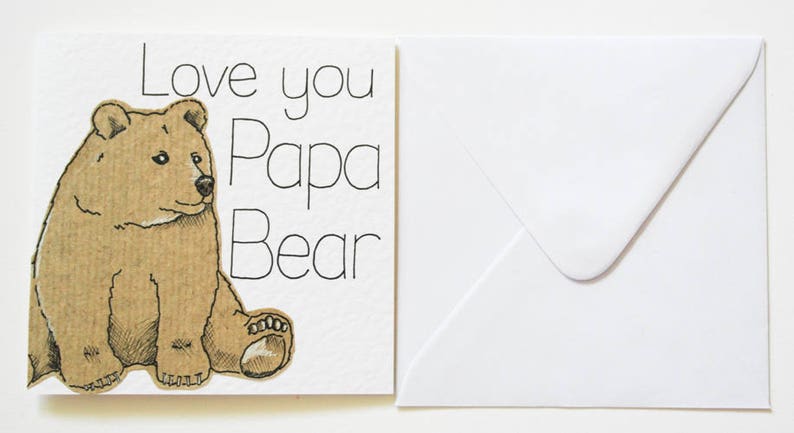 Bear Fathers Day card, Love you Papa Bear Handmade Greeting card, Papa gifts, Daddy Birthday card, First Father's Day card, Card for Dad image 4