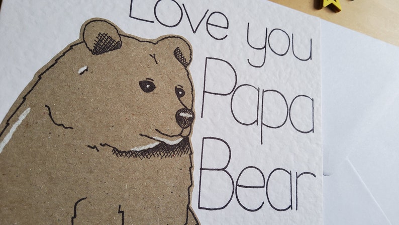 Bear Fathers Day card, Love you Papa Bear Handmade Greeting card, Papa gifts, Daddy Birthday card, First Father's Day card, Card for Dad image 9