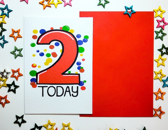 Tarjeta de cumpleaños dos hoy, 2 en rojo con globos de colores, tarjeta  para un cumpleaños de 2 años, tarjeta de feliz cumpleaños de 2 años para  niño o niña -  México