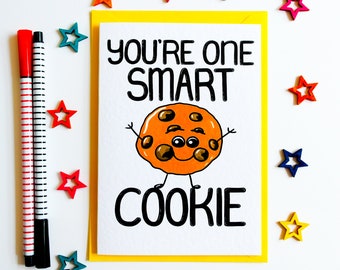 Afstudeerkaart, je bent een slimme cookie-examenresultatenkaart, Punny nieuwe taakkaart, goed gedaan kaarten, je hebt het kapotgemaakt, gefeliciteerd kaart