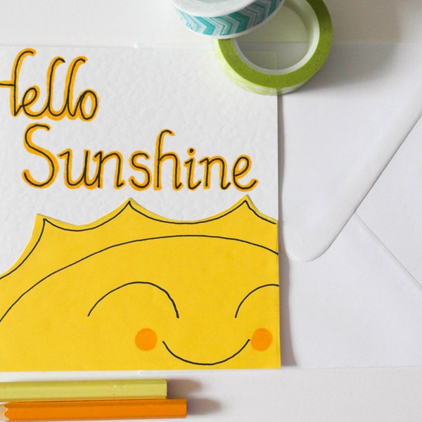 Handmade Greeting Card, Best Friends Birthday card, Hello Sunshine, Grandchild's greeting card, Cute friend birthday, Friendship card
