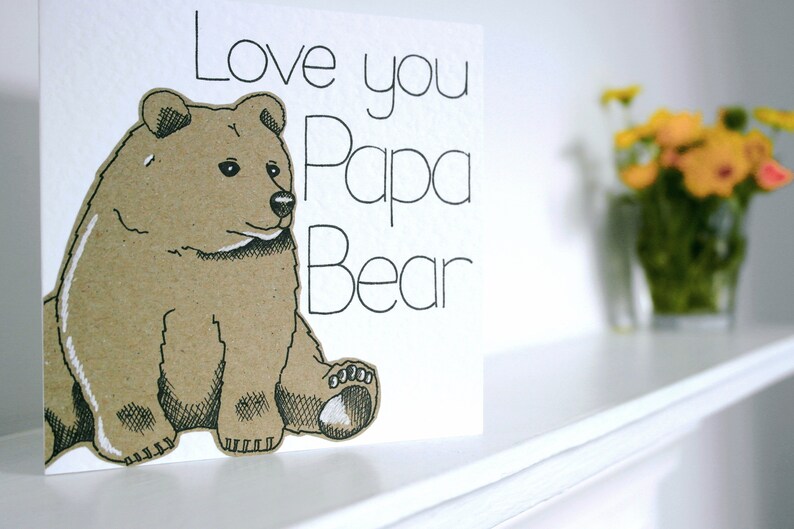 Bear Fathers Day card, Love you Papa Bear Handmade Greeting card, Papa gifts, Daddy Birthday card, First Father's Day card, Card for Dad image 6