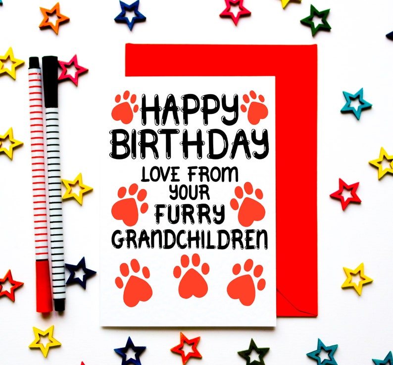 Birthday Card From Furry Grandchildren, Birthday Card For Grandad, Papa From The Dog, Cat, Fur Babies, Dog, Cat Grandma, Nanny Birthday Card image 1