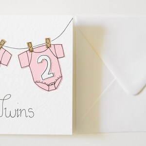 Handmade New Twin Girls Greeting Cards, New Baby Twins Card, New Babies Card, Twins Card, Twins Announcement Card, New Baby Card Twin Girls image 5