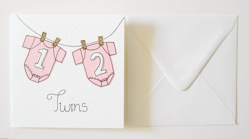 Handmade New Twin Girls Greeting Cards, New Baby Twins Card, New Babies Card, Twins Card, Twins Announcement Card, New Baby Card Twin Girls image 5