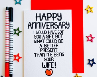 Funny Anniversary Card, Happy Anniversary Card for Husband, Wife, Humourous Anniversary for him, her, Joke Anniversary Card from Partner
