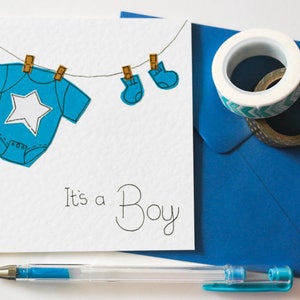 New baby boy handmade greeting card, It's a Boy card, Cute its a Boy Congratulations Card, New Baby Card, Pregnancy card, Expecting Card image 6