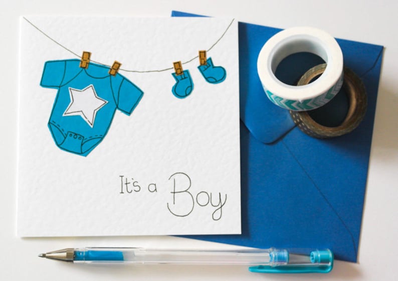 New baby boy handmade greeting card, It's a Boy card, Cute its a Boy Congratulations Card, New Baby Card, Pregnancy card, Expecting Card image 6