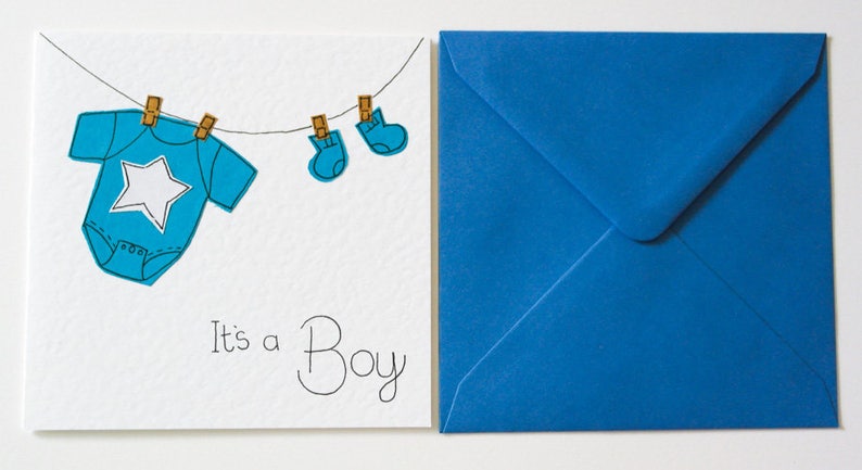 New baby boy handmade greeting card, It's a Boy card, Cute its a Boy Congratulations Card, New Baby Card, Pregnancy card, Expecting Card image 5