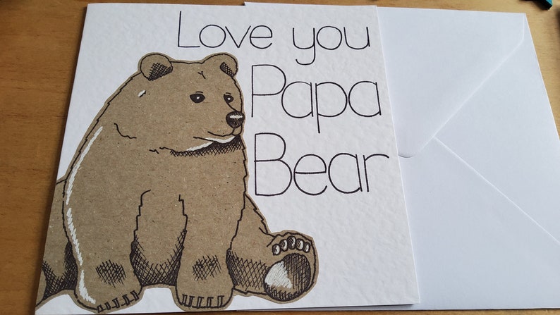 Bear Fathers Day card, Love you Papa Bear Handmade Greeting card, Papa gifts, Daddy Birthday card, First Father's Day card, Card for Dad image 7