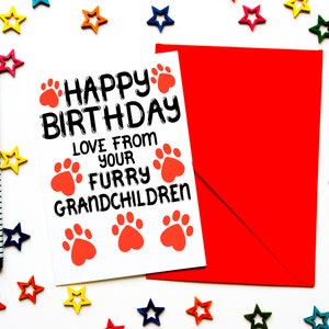 Birthday Card From Furry Grandchildren, Birthday Card For Grandad, Papa From The Dog, Cat, Fur Babies, Dog, Cat Grandma, Nanny Birthday Card image 3