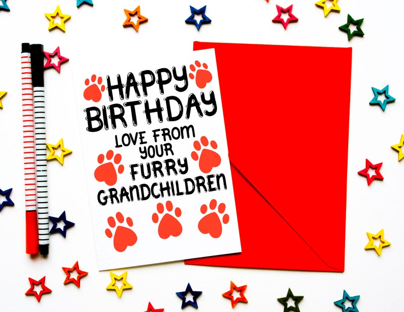 Birthday Card From Furry Grandchildren, Birthday Card For Grandad, Papa From The Dog, Cat, Fur Babies, Dog, Cat Grandma, Nanny Birthday Card image 3