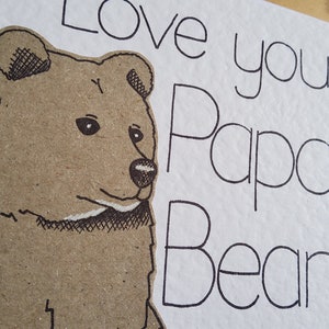 Bear Fathers Day card, Love you Papa Bear Handmade Greeting card, Papa gifts, Daddy Birthday card, First Father's Day card, Card for Dad image 8