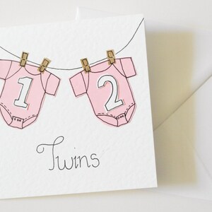 Handmade New Twin Girls Greeting Cards, New Baby Twins Card, New Babies Card, Twins Card, Twins Announcement Card, New Baby Card Twin Girls image 3