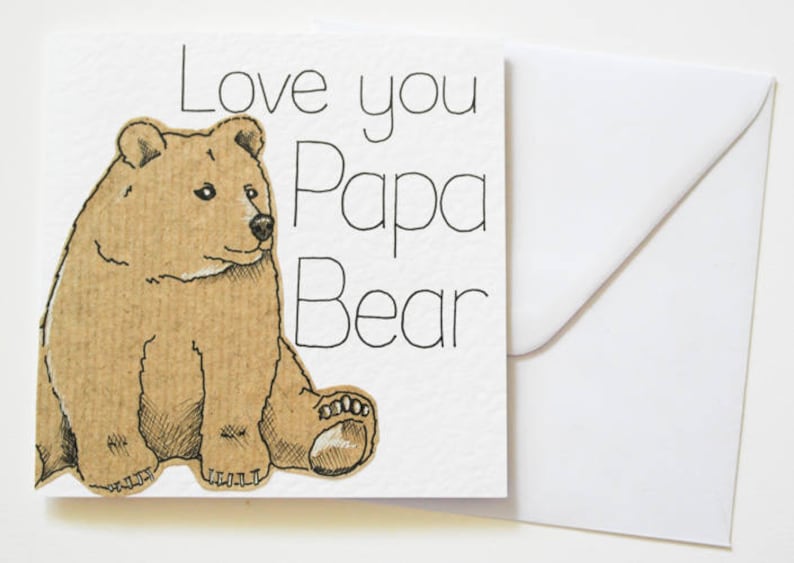 Bear Fathers Day card, Love you Papa Bear Handmade Greeting card, Papa gifts, Daddy Birthday card, First Father's Day card, Card for Dad image 3