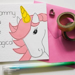 Unicorn Mother's Day Card, Mommy you are Magical unicorn card, Cute unicorn Birthday card for Mommy, Magical card for Mommy, Thank You Mommy image 6