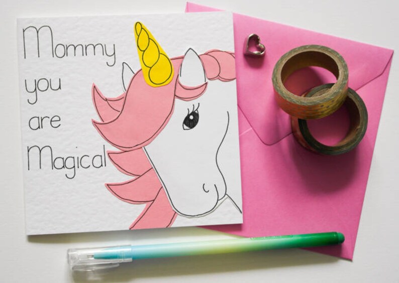 Unicorn Mother's Day Card, Mommy you are Magical unicorn card, Cute unicorn Birthday card for Mommy, Magical card for Mommy, Thank You Mommy image 6