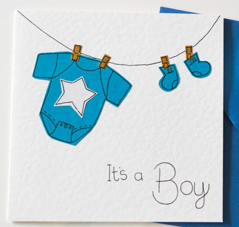 New baby boy handmade greeting card, It's a Boy card, Cute its a Boy Congratulations Card, New Baby Card, Pregnancy card, Expecting Card image 3