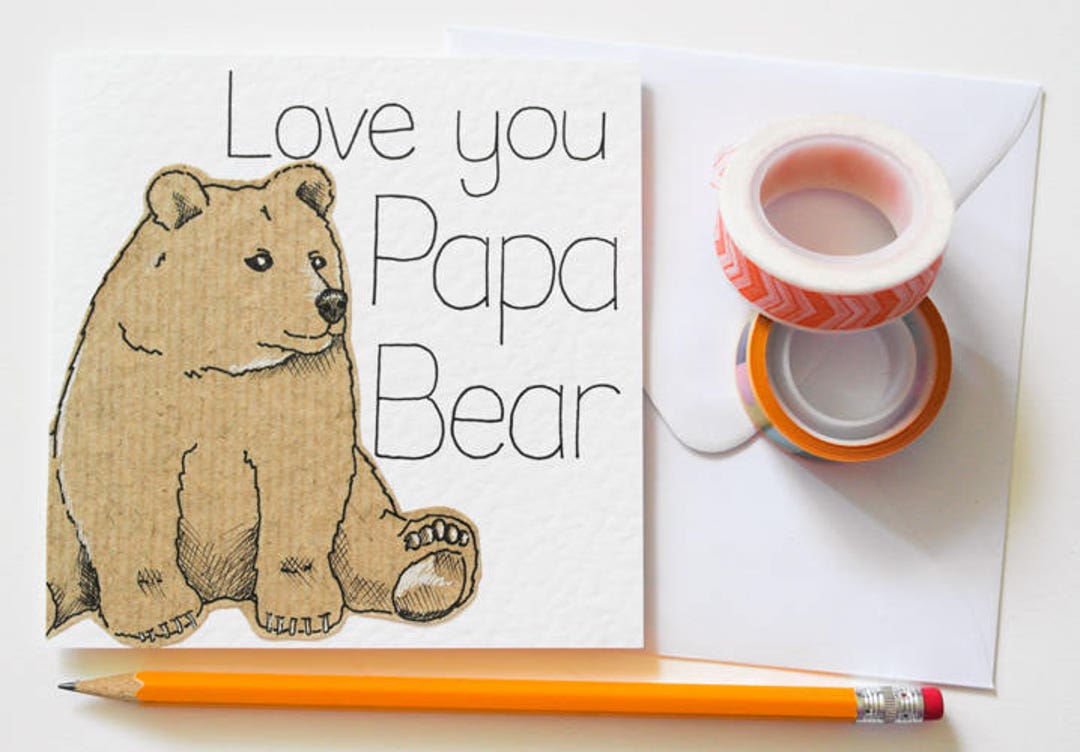 Bear Fathers Day Card, Love You Papa Bear Handmade Greeting Card, Papa ...