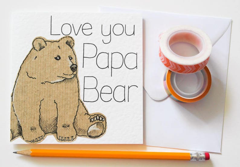 Bear Fathers Day card, Love you Papa Bear Handmade Greeting card, Papa gifts, Daddy Birthday card, First Father's Day card, Card for Dad image 1
