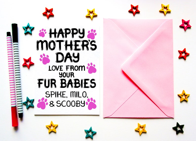 Mother's Day Card From Fur Babies, Personalised Mother's Day Card From The Dog, Puppy Dog, Mothers Day Card From The Cat, Card For Dogs Mum image 3