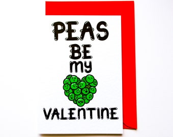 Funny Valentine's Card, Peas Be My Valentine Card, Cute Food Pun Valentine Greeting Card, Love Card For Boyfriend, Girlfriend, Husband, Wife