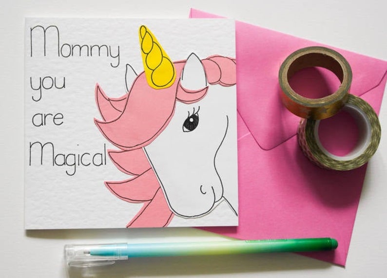 Unicorn Mother's Day Card, Mommy you are Magical unicorn card, Cute unicorn Birthday card for Mommy, Magical card for Mommy, Thank You Mommy image 1