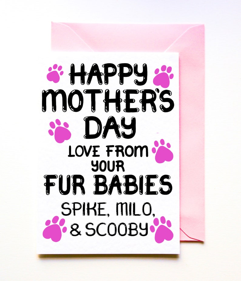 Mother's Day Card From Fur Babies, Personalised Mother's Day Card From The Dog, Puppy Dog, Mothers Day Card From The Cat, Card For Dogs Mum image 4
