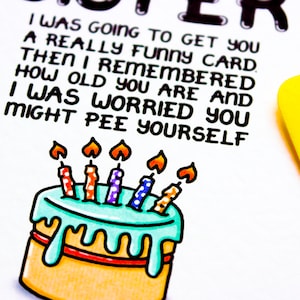 Funny Birthday Card For Sister, Joke Birthday Card From Brother, Sister Sibling image 4