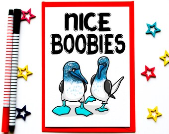 Funny Valentines Anniversary Card Nice Boobies, Love Card For Him, Her, Funny Anniversary Card For Partner for Husband Wife, Bird Lovers