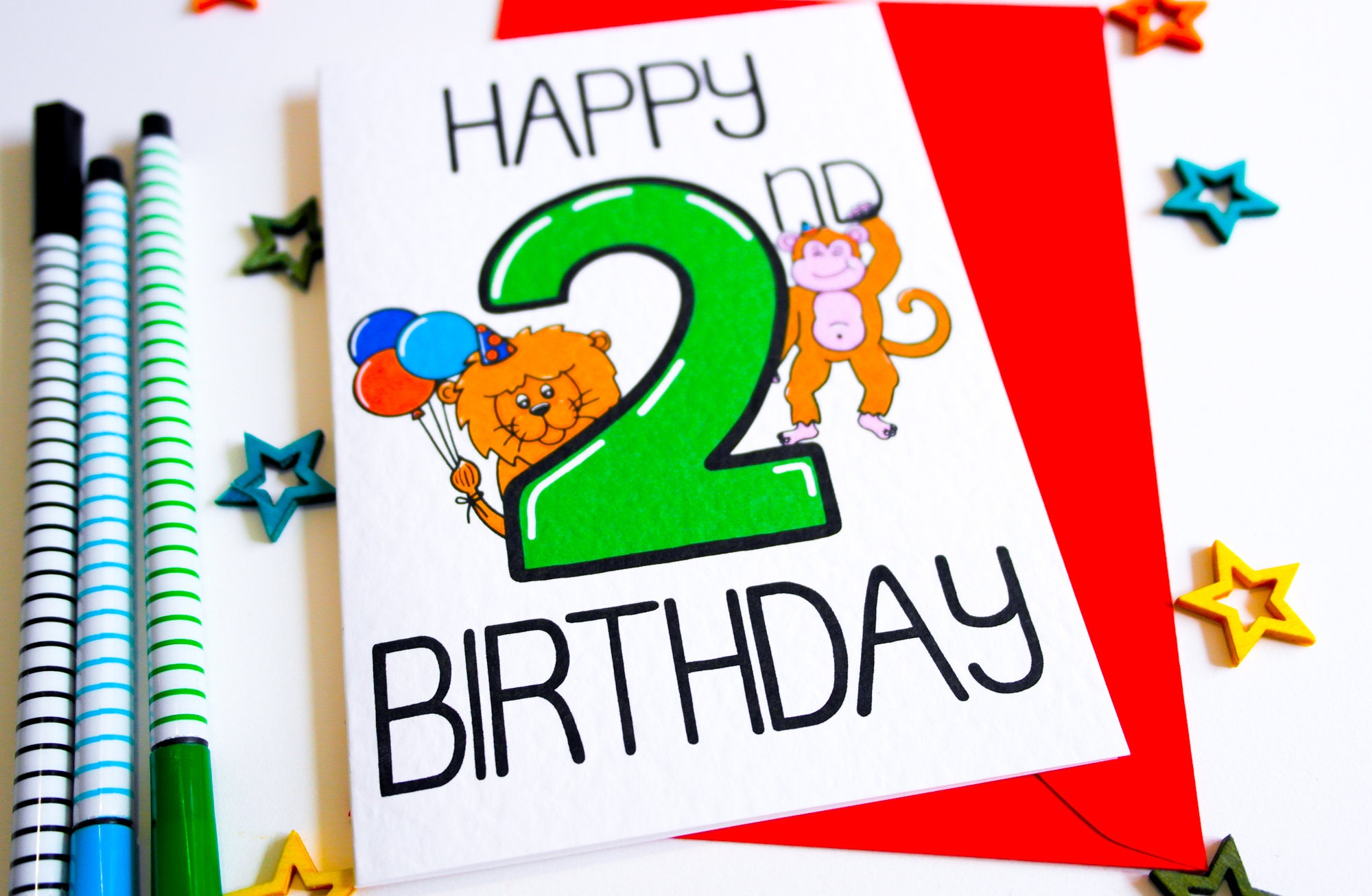 Bonne Carte De 2e Anniversaire Pour Enfant De Deux Ans Carte Etsy France