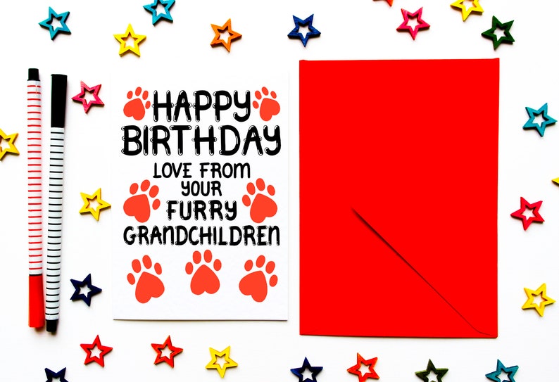 Birthday Card From Furry Grandchildren, Birthday Card For Grandad, Papa From The Dog, Cat, Fur Babies, Dog, Cat Grandma, Nanny Birthday Card image 5