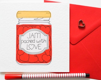 Jam Packed With Love Valentines card, Love Card for Boyfriend, Girlfriend, Anniversary card for wife, Husband, Cute Friendship card